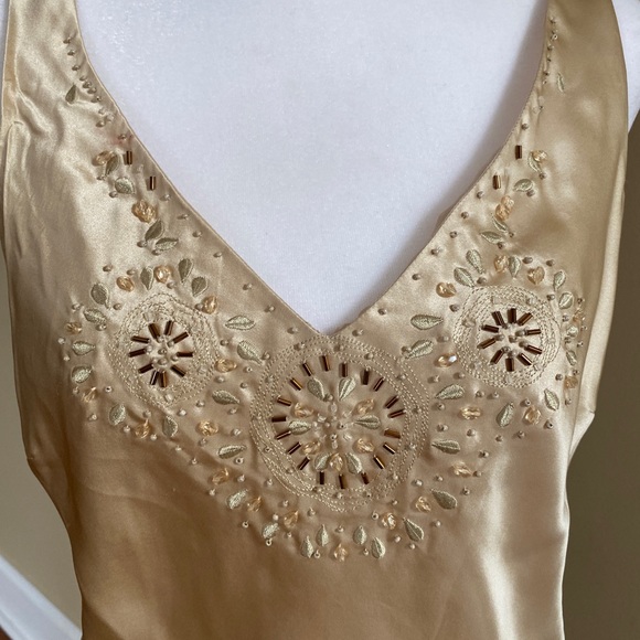 Ann Taylor Gold Silk Beaded Sleeveless Blouse - Picture 2 of 10